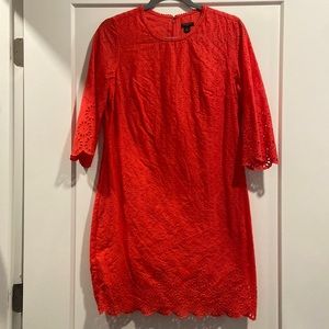 Ann Taylor Long-Sleeve Dark Fuchsia Eyelet Dress 8P